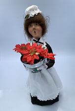 Byers Choice Carolers Maid 1999 Holding Bowl of Poinsettia Flowers picture