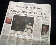 Manuel Noriega Panamanian Dictator Surrenders to United States 1990 Newspaper  picture