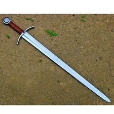 Custom Handmade Sword Leather Handle D2 Tool Steel Viking Sword Hunter Replica picture