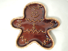 Hull Vintage Gingerbread Man Cookie Serving Plate Drip Brown 10 x 10 picture