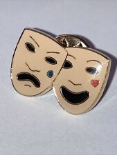 BURBERRY LONDON theatrical masks comedy tragedy metal & ENAMEL PIN BADGE brooch picture