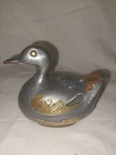 1960 Vintage Lead/pewter And Brass Duck Trinket Box Boho Home Decor picture