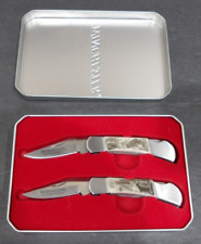 Winchester Limited Edition 2 Piece Knife Set Deer/Bass Tin Case Limited Edition picture