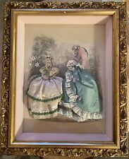 LA MODE ILLUSTREE Print 3D Shadow Box Embellished Fabric Rare Antique Gift picture