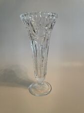 American Brilliant Period Clear Cut Crystal Heavy VASE Star of DAVID Pinwheel picture