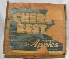 OLD  Vintage  Rustic Wooden Box Crate Advertising Washington Apples  19x12x10 picture