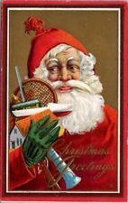 Santa Claus Toys Green Gloves Merry Christmas 1913 Greenwood IN Postcard Z16 picture