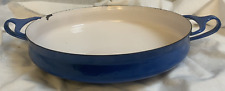 Vtg Mid Century DANSK Kobenstyle Large Blue 10 Inch Paella Pan Enamel picture