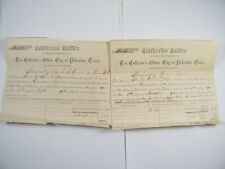 1890 / 1893 REDEMPTION RECEIPTS TAX COLLECTORS OFFICE CITY OF PALESTINE TEXAS picture