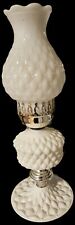Vintage White Milk Glass Quilted Diamond Pattern Electric Lamp 10.5” ** picture