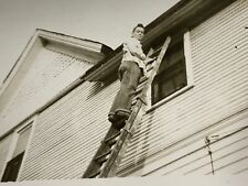 (AaE) FOUND PHOTO Photograph Woman ? On Ladder Perspective POV Looking Down picture