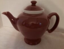 Vintage McCormick Teapot Hall Pottery Burgundy w/ Infuser Made in Baltimore USA picture