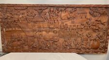 HUGE vintage hand carved wood Kungoni South African wall relief sculpture plaque picture