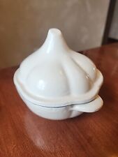 Vintage Wolfgang Puck Garlic Holder  Crock Cast Iron Enamel- Very Good Condition picture