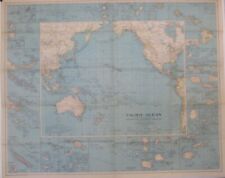 Vintage Large-Format 1936 Map PACIFIC OCEAN ISLANDS Airways Steamship Routes picture