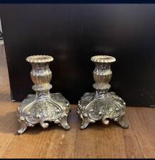 Antique Vintage Small metal Candle holder set of 2 picture
