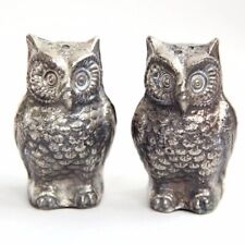 Vintage Metal Salt and Pepper Shaker Set Pair of Owls picture