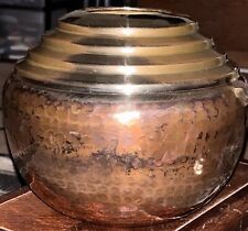 Vintage Hammered COPPER URN / VASE with BRASS Rings On Top picture