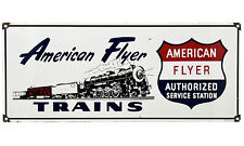 VINTAGE AMERICAN FLYER TRAINS PORCELAIN SIGN LIONELL GAS STATION PUMP PLATE OIL picture