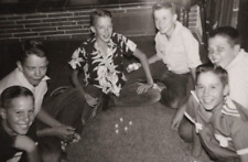 5i Photograph 1950's Group Boys  Playing Dice Game Kids Happy Smiling  picture