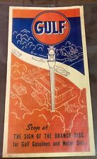 original rare 1920s gulf oil gas advertising paper sign man cave garage picture