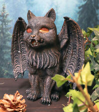 Ebros Winged Cat Gargoyle With Vampire Fangs Glowing Eyes Candle Holder Statue picture