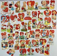 Huge Lot of 47 Vintage Valentine’s Day Cards 1930’s-1940’s Antique School picture