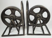 VTG Steampunk style Iron Wheel Bookends 8 1/2