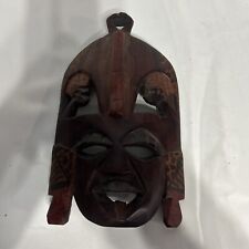 Antique Hand Carved Wood Mask Man's Face Folk Art picture
