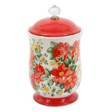 Vintage Floral Canister with Acrylic Knob, 10