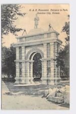 PPC Postcard KS Kansas G.A.R. Monument Entrance To Park Junction City Cancel Ogd picture
