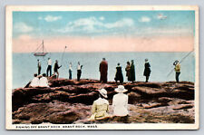 c1920 People Men Women Fishing Off Brant Rock Massachusetts  P786 picture