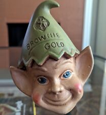 Vtg BROWNIE GOLD Kitsch Head Coin BANK Chalkware elf Girl Scouts & Stopper Art picture