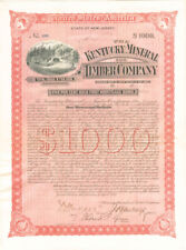 Kentucky Mineral and Timber Co. $1,000 Uncanceled Gold Bond signed by Brayton Iv picture