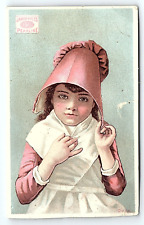 c1880 JAMES PYLES PERLINE GIRL IN BONNET SOAP VICTORIAN TRADE CARD P1951 picture