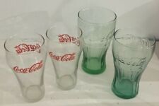 vintage coca cola drinking glasses 2 clear 2 green  picture