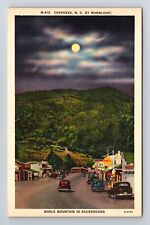 Cherokee NC-North Carolina, Moonlight, Noble Mountain, Shell Vintage Postcard picture