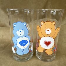 Vintage 1983 Care Bears Grumpy & Tenderheart Glasses ~Pizza Hut Drinking Glass picture