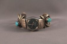 Old Pawn Navajo Cast Silver Watch Band with Austin 17 Jewels Watch picture