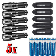 5 PACK Super Bright Small LED Flashlight Rechargeable Tactical Mini Zoom Torch picture