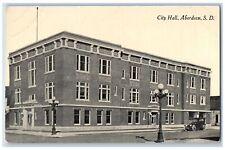 c1910 City Hall Building Classic Car Street Lamp Aberdeen South Dakota Postcard picture