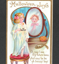 Halloween Joys 1911© Mirror Candle Future Love Girl & Boy Stecher 226 A Postcard picture