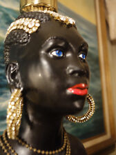 2 Vintage Jeweled Art Deco crystal African blackamoor Lamp Spelter Brass waterfa picture