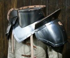 18GA Medieval Larp Gothic Steel Pair Of Pauldrons With Gorget Shoulder Armor Set picture