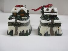 Vintage Thomas Kinkade Christmas Cottage and Eve Trinket Box Ornaments picture