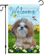 mini Welcome garden flag shih-tzu painting dog art outdoor 12x18 lawn yard decor picture