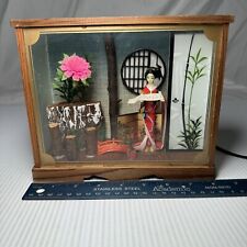 **Vintage Japanese Geisha Girl Diorama Light Box in Glass Box** Works picture