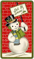Snowman Vintage Let It Snow Metal Sign New Vintage Reproduction Steel USA Tin picture
