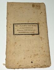 Rare Antique American Sermon at Funeral of Madam Kendall Springfield MA 1792 US picture