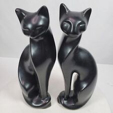 Vintage Mid Century USA Black Matte Cats 12 Inch 930 & 931 ART picture